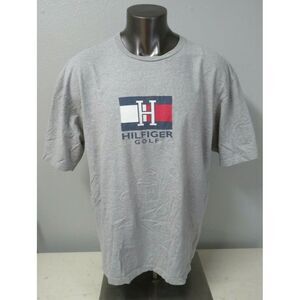Mens Tommy Hilfiger Gray Golf Themed T Shirt Short Sleeve Size XL Cotton Vintage